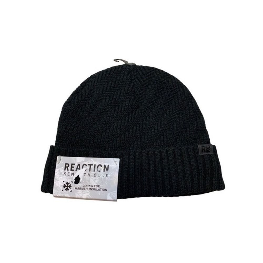 Kenneth Cole Reaction Black Knit Hat Beanie NWT